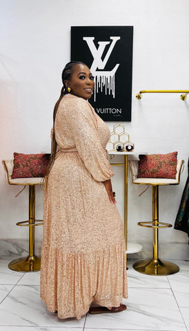 Emerelle Sequin Maxi Dress- Rose Gold