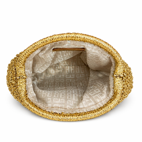 MIRAH METALLIC RAFIA CLUTCH PURSE (Gold)