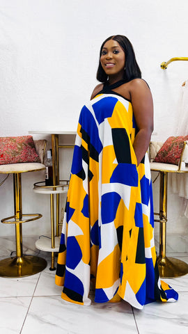 The Solstice Abstract Halter Maxi Dress