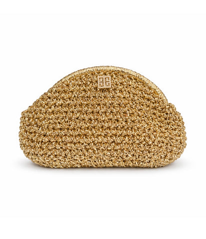 MIRAH METALLIC RAFIA CLUTCH PURSE (Gold)