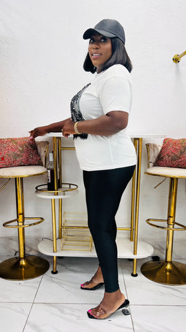 Giselle Lace Pearl Appliqué Tshirt Top