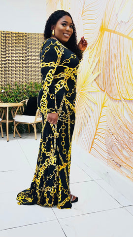 Versara Chain Drape Ruched Maxi Dress