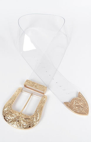 PVC METALLIC PLUSIZE OVERSIZED CLEAR BELT