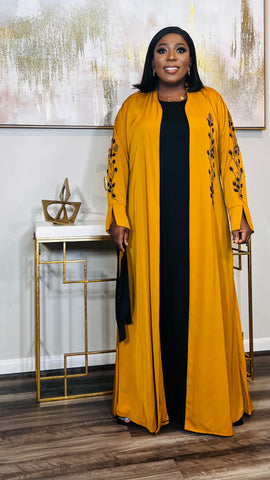 NEEMAH 3 PIECE RHINESTONE KIMONO KAFTAN SET