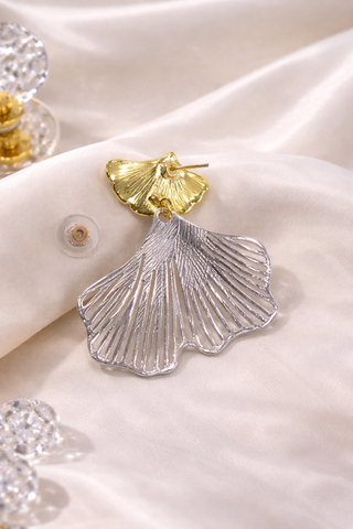 Ginkora Dual-Tone Fan Drop Earrings