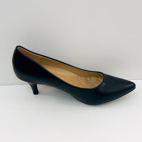 CHERRY POINTED TOE LOW HEELS (Leather Black)