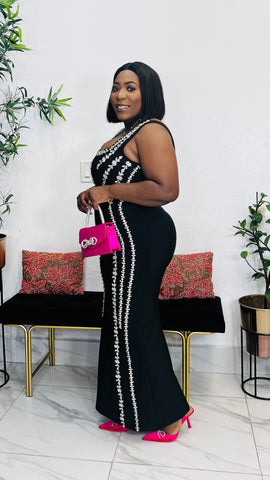 CHATEAU CRYSTAL BANDAGE DRESS( Black)