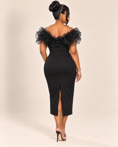 Hilton Tulle Ruffle Midi Dress
