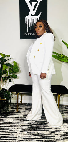 TASHA GOLD BUTTON BLAZER (White)