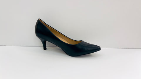 CHERRY POINTED TOE LOW HEELS (Leather Black)