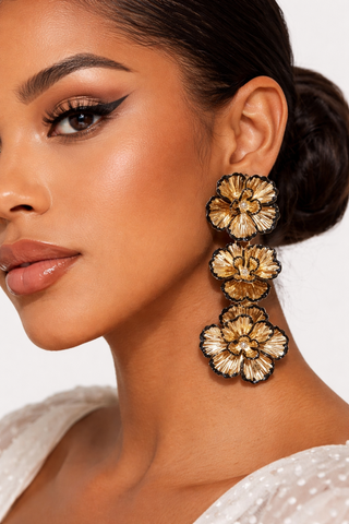Noire Petal Statement Drop Earrings