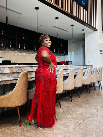 CARDI EXCLUSIVE LUXURY VINTAGE DRESS (Red)