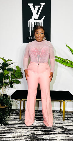 ASTRID RHINESTONE MESH EXCLUSIVE BODYSUIT (Mauve pink)