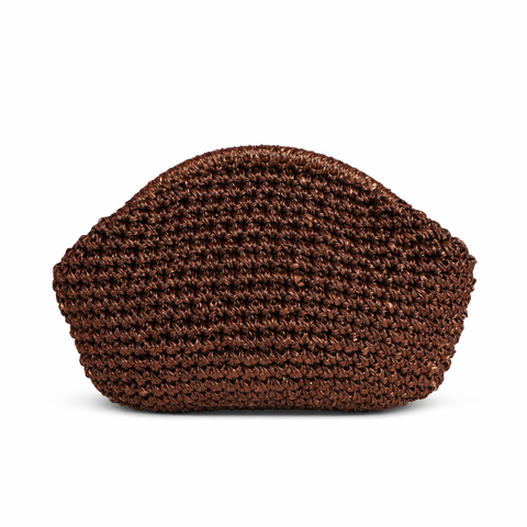 MIRAH METALLIC RAFIA CLUTCH PURSE (Brown)