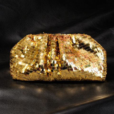 Luminara Gold Sequin Clutch Bag