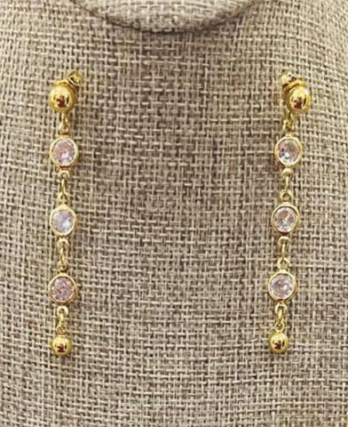 Golden Bloom Crystal Gold Tone Necklace And Drop Earring Set