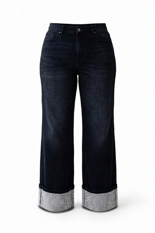After-Party Crystal Cuff Denim Jeans (Black)