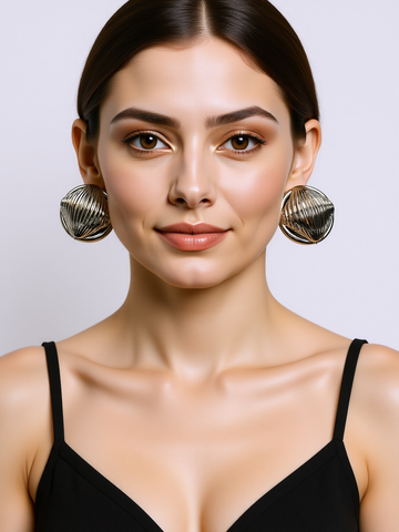 Golden Orbit Dome Studd Earrings (Silver)