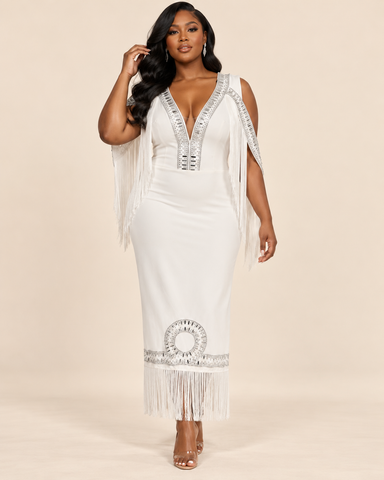 Simone Crystal Fringe Statement Dress