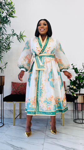 VERDANT ROYALE GARDEN WRAP DRESS (Green)