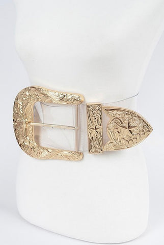 PVC METALLIC PLUSIZE OVERSIZED CLEAR BELT