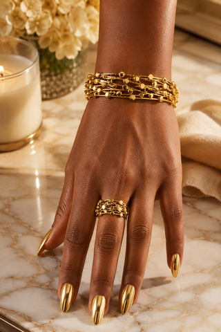 Gilded Confetti Bracelet & Ring Set