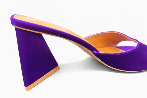 LOTUS BLOCK HEEL MULES (Purple)