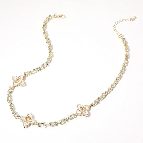 14K Gold Plated Mother of Pearl Clover Necklace