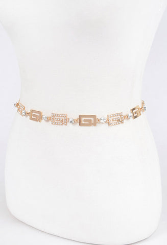 DIADEM Rhinestone Metal Chain Belt