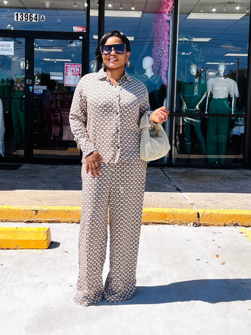 VALIA CHECKERED PRINT  COTTON LOUNGE SET