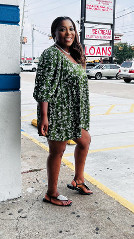 FLORA SQUARE NECK SWING MINI DRESS