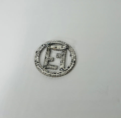 PIERA ROUND FF RHINESTONE SILVER BROOCH
