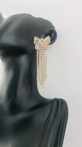 NAHIRA BUTTERFLY RHINESTONE DROP EARRINGS (Gold)
