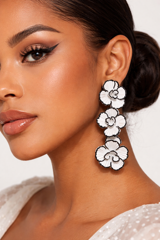 Noire Petal Statement Drop Earrings