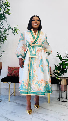 VERDANT ROYALE GARDEN WRAP DRESS (Green)