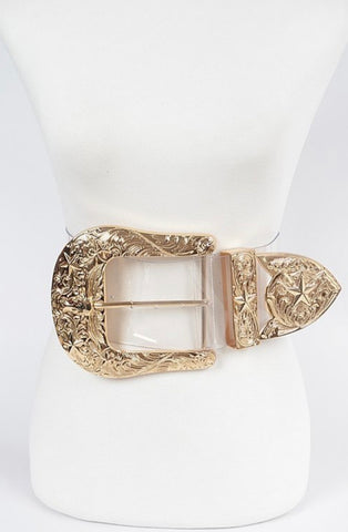 PVC METALLIC PLUSIZE OVERSIZED CLEAR BELT
