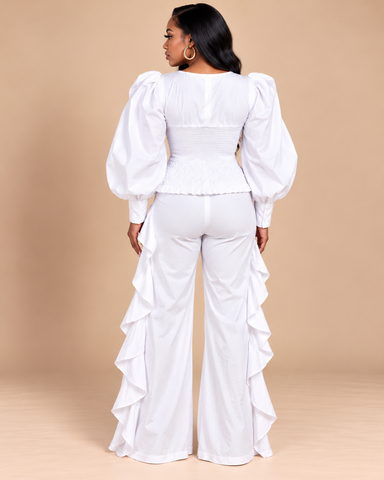 Claudine Asymmetric Puff Sleeve Statement - Top