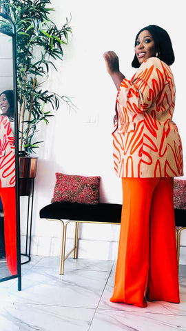 VIVID STROKES ABSTRACT BLAZER (Orange)