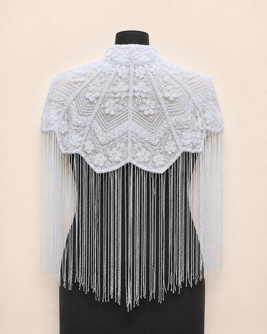 OPULENCE VINTAGE BEADED TASSEL CAPE TOP