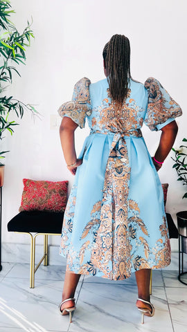 HELLO ELEGANCE MIDI DRESS ( Skyblue)