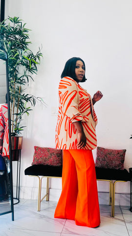 VIVID STROKES ABSTRACT BLAZER (Orange)