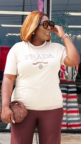 PANSY GRAPHIC SEQUIN T-SHIRT TOP (Nude)