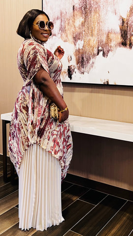 ATHENS MIYAKE MICRO PLEAT 3 PIECE PANT SET (Nude)