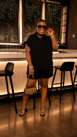 Ibiza Relaxed Utility Chic Shorts Set - Black