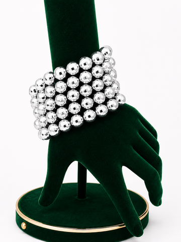 LUXÉRIA Diamond-Cut Ball Stretchy Bracelet Stack