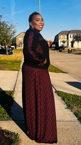 Sovereign Monogram Luxe 2 Piece Maxi Dress & Bomber Jacket Set