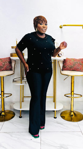 Trulia Mesh Crichet Rhinestone Top