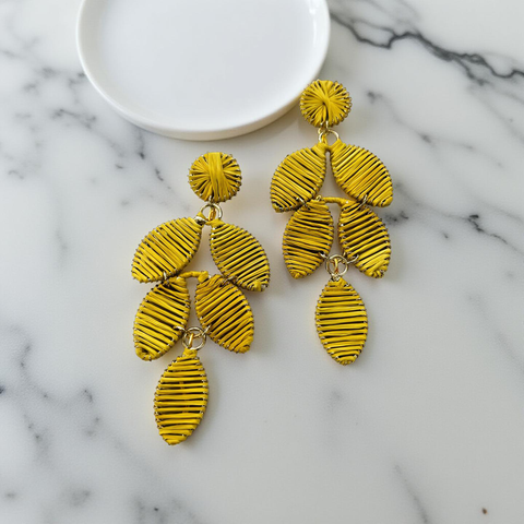 Tropical Woven Cascade Boho Earring (Rusty Lemon)