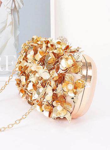 CIARA FLORAL APPLIQUÉS SATIN CLUTCH PURSE