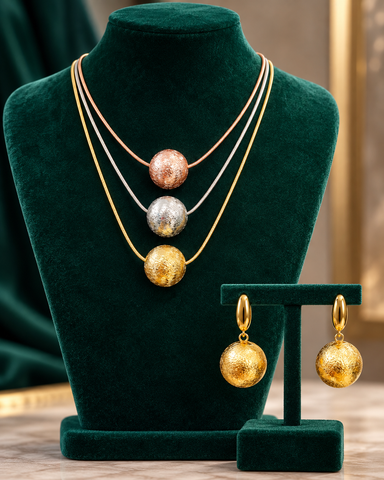 Trivessa Sculpted Layered Jewelry Set - Gold